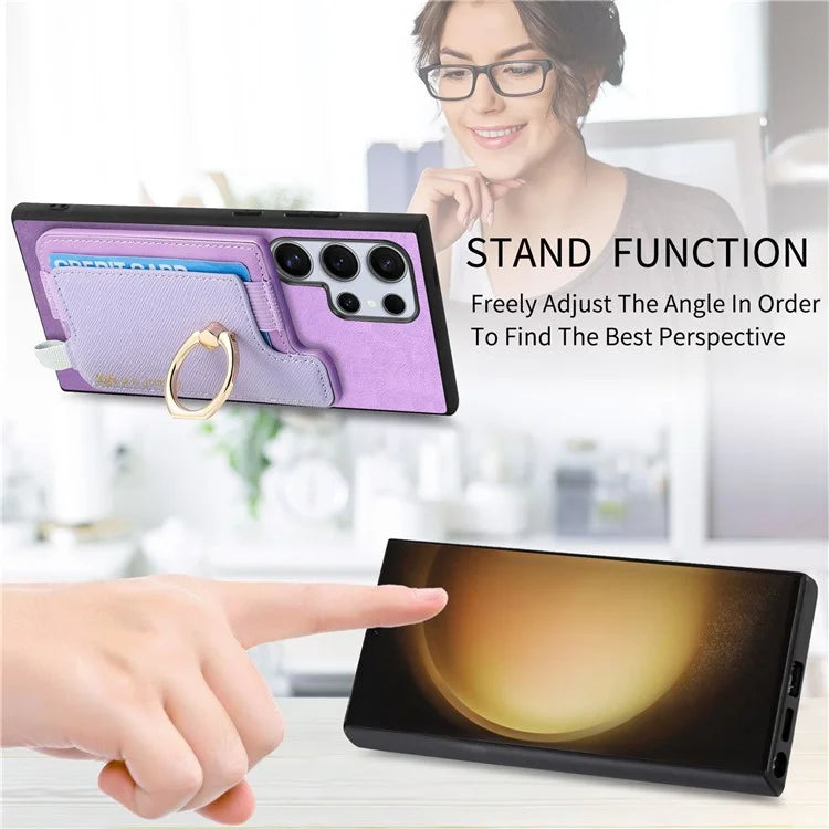 B5 For Samsung	Galaxy S23 Ultra Case 2-in-1 Magnetic Detachable Card Holder Leather+TPU Phone Cover