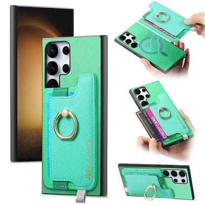 B5 For Samsung	Galaxy S23 Ultra Case 2-in-1 Magnetic Detachable Card Holder Leather+TPU Phone Cover