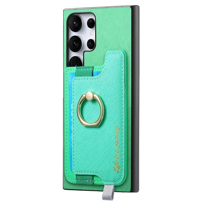 B5 For Samsung	Galaxy S23 Ultra Case 2-in-1 Magnetic Detachable Card Holder Leather+TPU Phone Cover