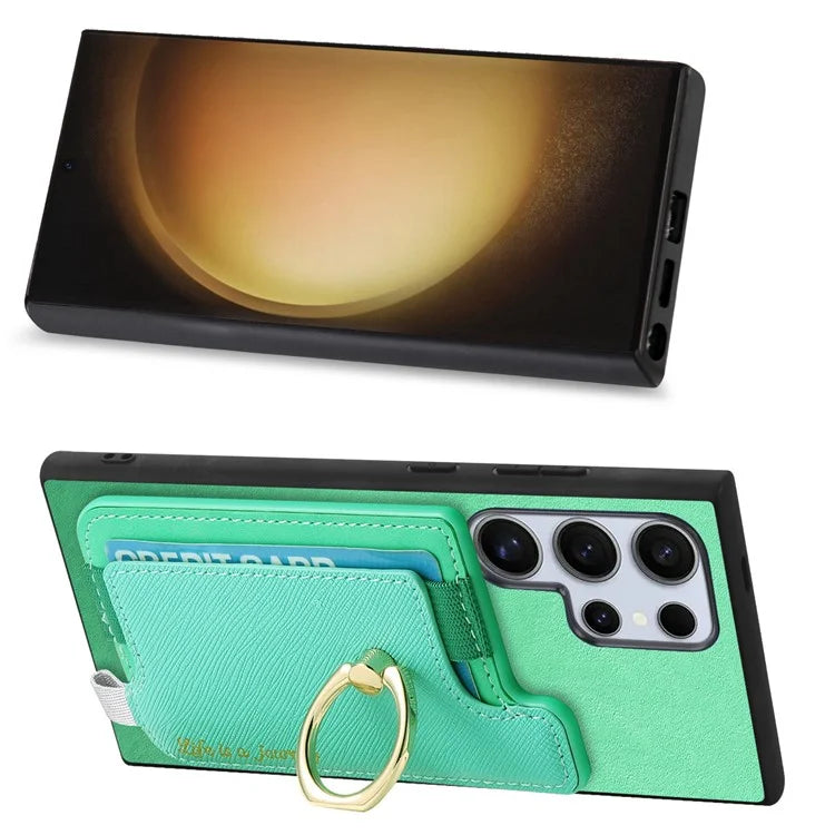 B5 For Samsung	Galaxy S23 Ultra Case 2-in-1 Magnetic Detachable Card Holder Leather+TPU Phone Cover