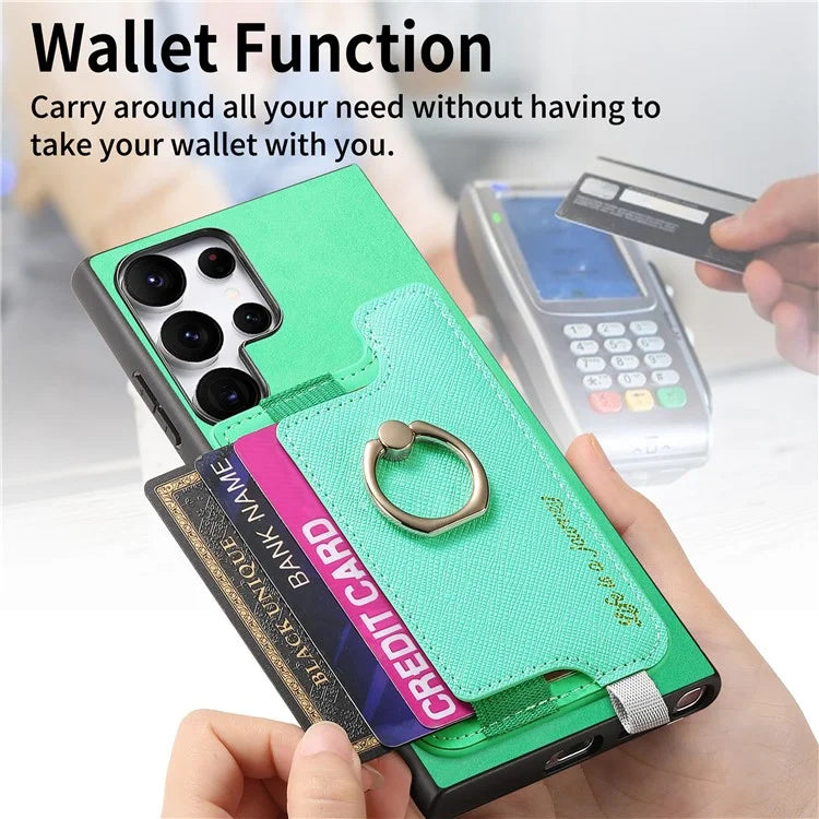 B5 For Samsung	Galaxy S23 Ultra Case 2-in-1 Magnetic Detachable Card Holder Leather+TPU Phone Cover