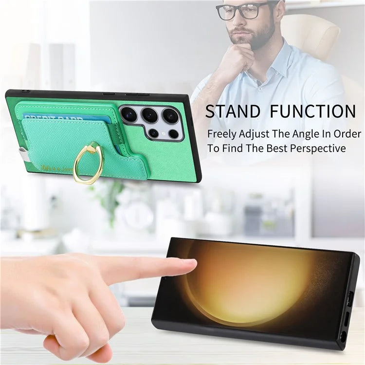 B5 For Samsung	Galaxy S23 Ultra Case 2-in-1 Magnetic Detachable Card Holder Leather+TPU Phone Cover