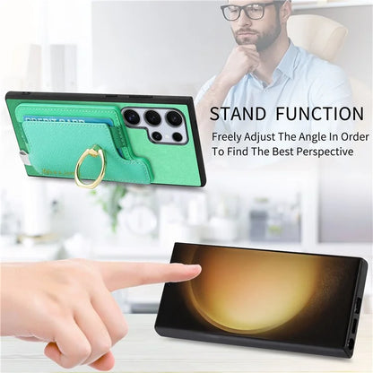 B5 For Samsung	Galaxy S23 Ultra Case 2-in-1 Magnetic Detachable Card Holder Leather+TPU Phone Cover