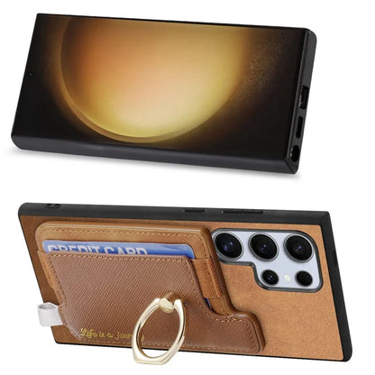 B5 For Samsung	Galaxy S23 Ultra Case 2-in-1 Magnetic Detachable Card Holder Leather+TPU Phone Cover