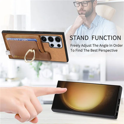 B5 For Samsung	Galaxy S23 Ultra Case 2-in-1 Magnetic Detachable Card Holder Leather+TPU Phone Cover