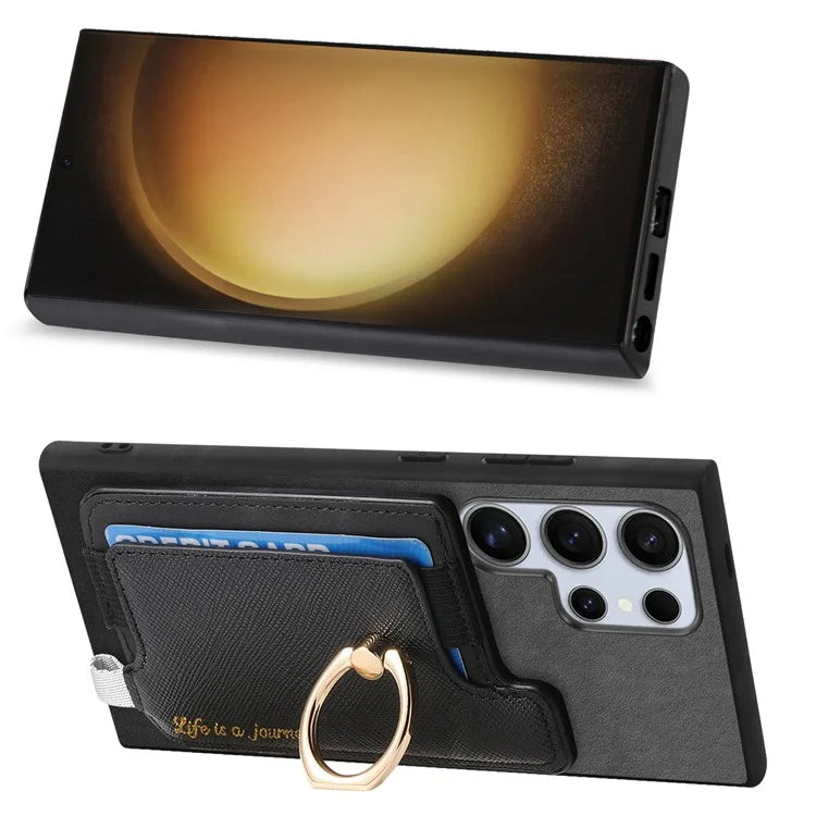 B5 For Samsung	Galaxy S23 Ultra Case 2-in-1 Magnetic Detachable Card Holder Leather+TPU Phone Cover