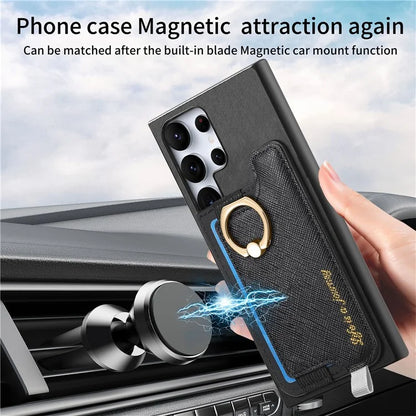 B5 For Samsung	Galaxy S23 Ultra Case 2-in-1 Magnetic Detachable Card Holder Leather+TPU Phone Cover
