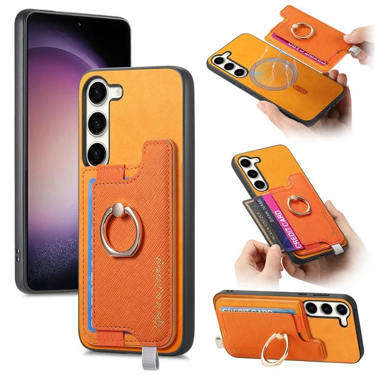 B5 For Samsung Galaxy S23 Case 2-in-1 Magnetic Detachable Card Holder Leather+TPU Phone Cover