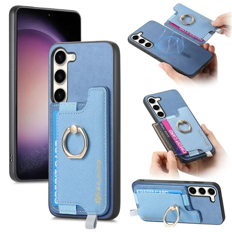 B5 For Samsung Galaxy S23 Case 2-in-1 Magnetic Detachable Card Holder Leather+TPU Phone Cover