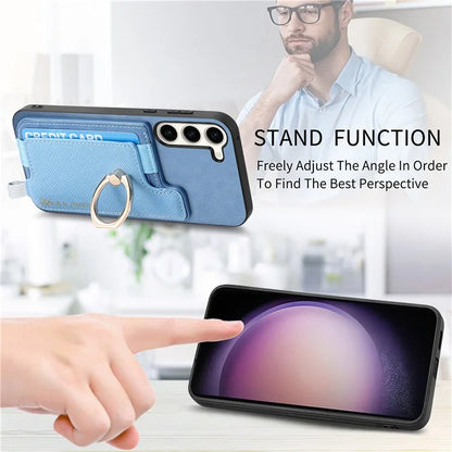 B5 For Samsung Galaxy S23 Case 2-in-1 Magnetic Detachable Card Holder Leather+TPU Phone Cover