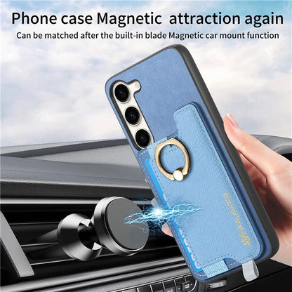 B5 For Samsung Galaxy S23 Case 2-in-1 Magnetic Detachable Card Holder Leather+TPU Phone Cover