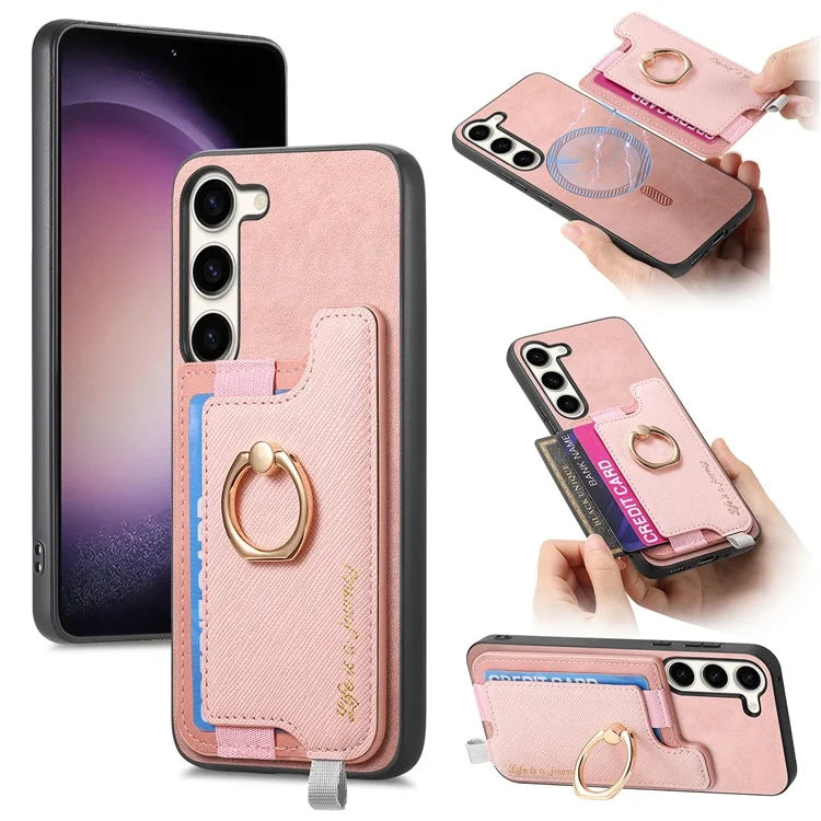B5 For Samsung Galaxy S23 Case 2-in-1 Magnetic Detachable Card Holder Leather+TPU Phone Cover