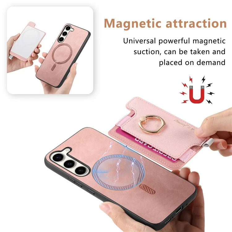 B5 For Samsung Galaxy S23 Case 2-in-1 Magnetic Detachable Card Holder Leather+TPU Phone Cover