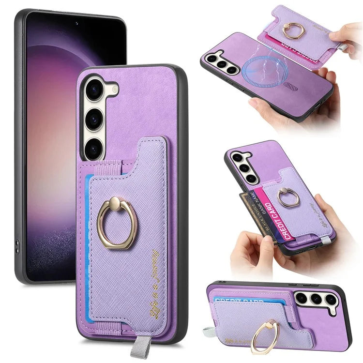 B5 For Samsung Galaxy S23 Case 2-in-1 Magnetic Detachable Card Holder Leather+TPU Phone Cover