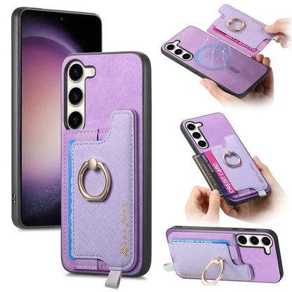 B5 For Samsung Galaxy S23 Case 2-in-1 Magnetic Detachable Card Holder Leather+TPU Phone Cover