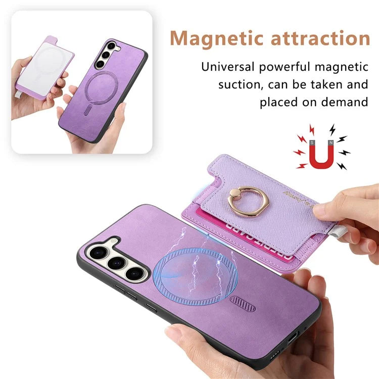 B5 For Samsung Galaxy S23 Case 2-in-1 Magnetic Detachable Card Holder Leather+TPU Phone Cover