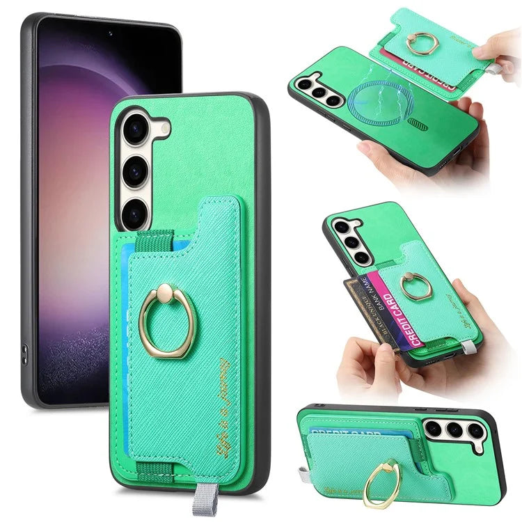 B5 For Samsung Galaxy S23 Case 2-in-1 Magnetic Detachable Card Holder Leather+TPU Phone Cover