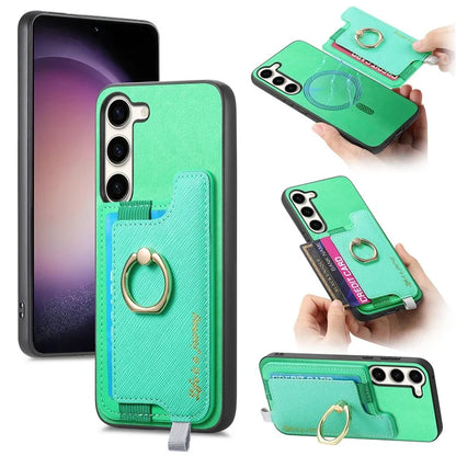 B5 For Samsung Galaxy S23 Case 2-in-1 Magnetic Detachable Card Holder Leather+TPU Phone Cover