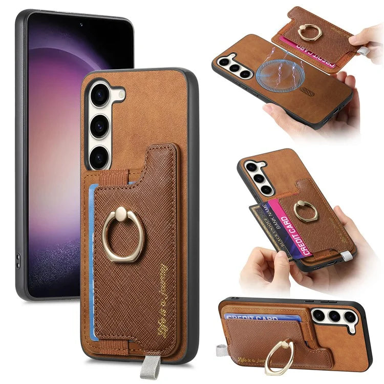 B5 For Samsung Galaxy S23 Case 2-in-1 Magnetic Detachable Card Holder Leather+TPU Phone Cover