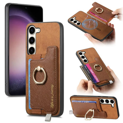 B5 For Samsung Galaxy S23 Case 2-in-1 Magnetic Detachable Card Holder Leather+TPU Phone Cover