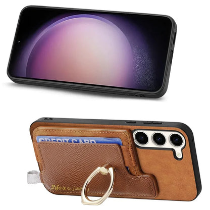B5 For Samsung Galaxy S23 Case 2-in-1 Magnetic Detachable Card Holder Leather+TPU Phone Cover