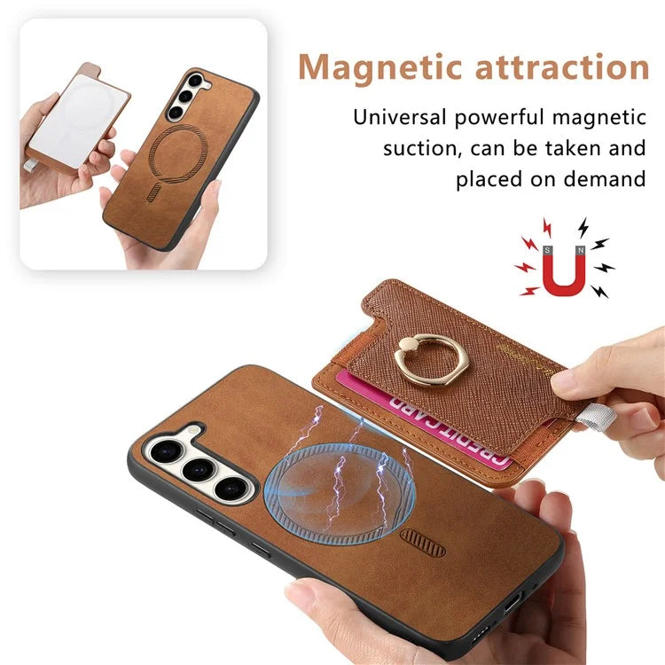 B5 For Samsung Galaxy S23 Case 2-in-1 Magnetic Detachable Card Holder Leather+TPU Phone Cover