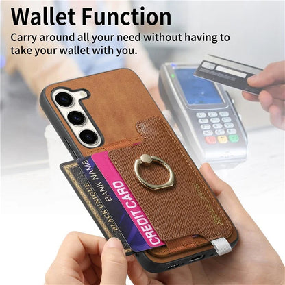 B5 For Samsung Galaxy S23 Case 2-in-1 Magnetic Detachable Card Holder Leather+TPU Phone Cover