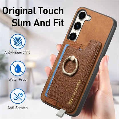 B5 For Samsung Galaxy S23 Case 2-in-1 Magnetic Detachable Card Holder Leather+TPU Phone Cover