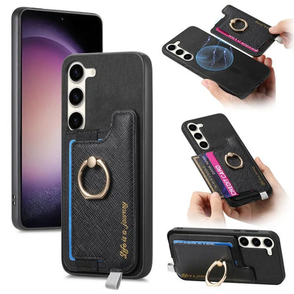 B5 For Samsung Galaxy S23 Case 2-in-1 Magnetic Detachable Card Holder Leather+TPU Phone Cover
