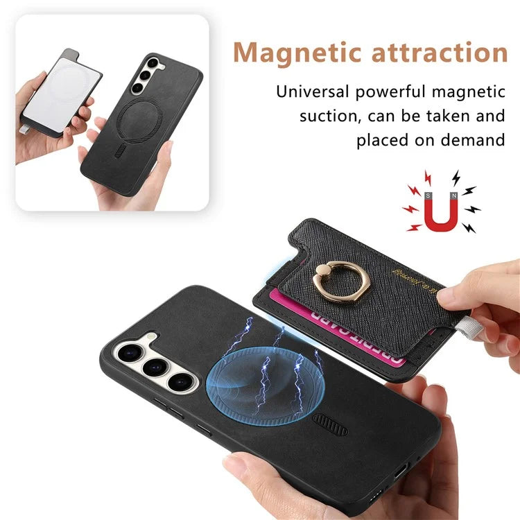 B5 For Samsung Galaxy S23 Case 2-in-1 Magnetic Detachable Card Holder Leather+TPU Phone Cover
