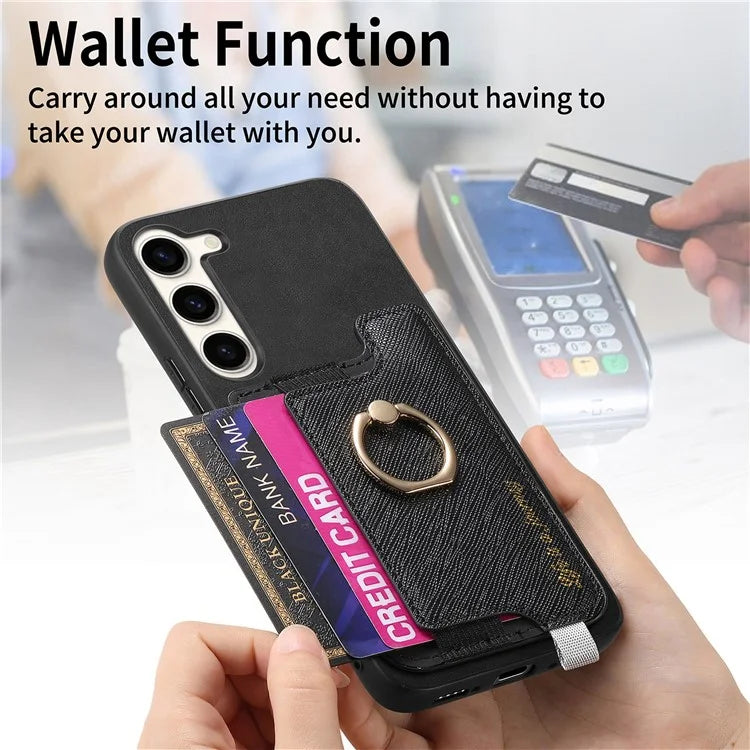 B5 For Samsung Galaxy S23 Case 2-in-1 Magnetic Detachable Card Holder Leather+TPU Phone Cover
