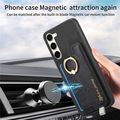 B5 For Samsung Galaxy S23 Case 2-in-1 Magnetic Detachable Card Holder Leather+TPU Phone Cover
