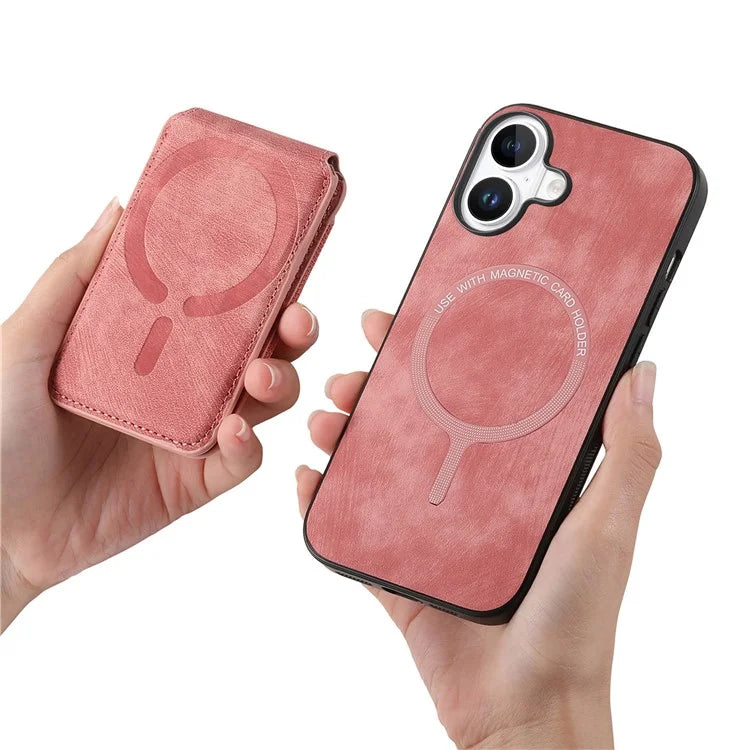 D14 For iPhone 16 Case Vertical Flip Card Holder Ring Holder Kickstand Anti-Fall Cover
