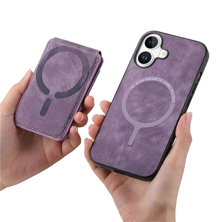 D14 For iPhone 16 Case Vertical Flip Card Holder Ring Holder Kickstand Anti-Fall Cover