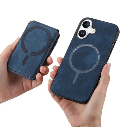 D14 For iPhone 16 Case Vertical Flip Card Holder Ring Holder Kickstand Anti-Fall Cover