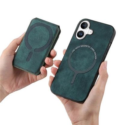 D14 For iPhone 16 Case Vertical Flip Card Holder Ring Holder Kickstand Anti-Fall Cover
