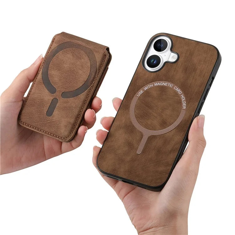 D14 For iPhone 16 Case Vertical Flip Card Holder Ring Holder Kickstand Anti-Fall Cover