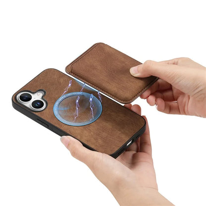 D12 For iPhone 16 Case Leather+TPU Retro Phone Cover with Detachable Card Slot
