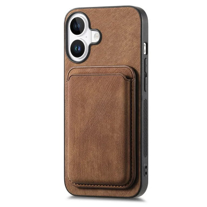 D12 For iPhone 16 Case Leather+TPU Retro Phone Cover with Detachable Card Slot