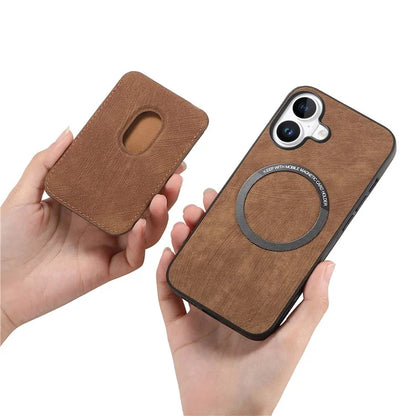 D12 For iPhone 16 Case Leather+TPU Retro Phone Cover with Detachable Card Slot