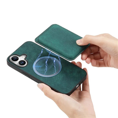 D12 For iPhone 16 Case Leather+TPU Retro Phone Cover with Detachable Card Slot