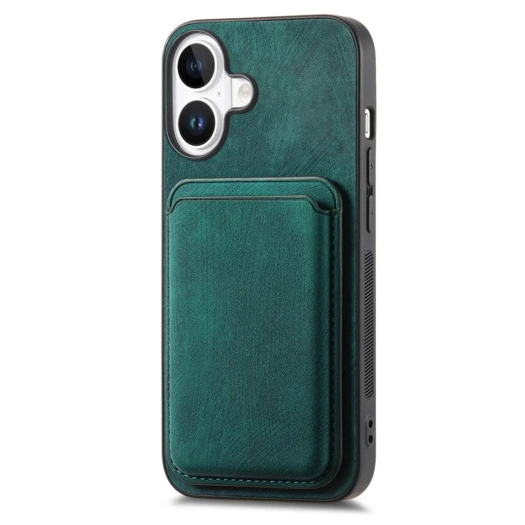 D12 For iPhone 16 Case Leather+TPU Retro Phone Cover with Detachable Card Slot