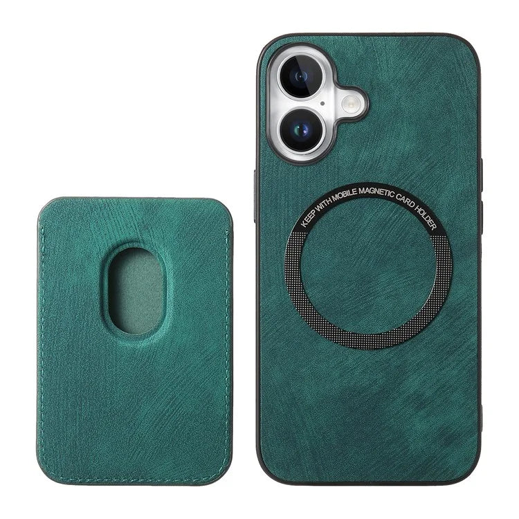 D12 For iPhone 16 Case Leather+TPU Retro Phone Cover with Detachable Card Slot
