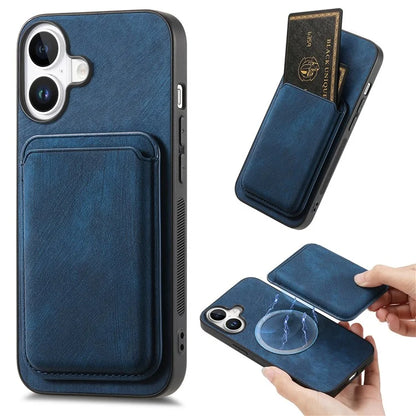D12 For iPhone 16 Case Leather+TPU Retro Phone Cover with Detachable Card Slot