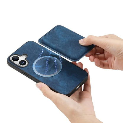 D12 For iPhone 16 Case Leather+TPU Retro Phone Cover with Detachable Card Slot