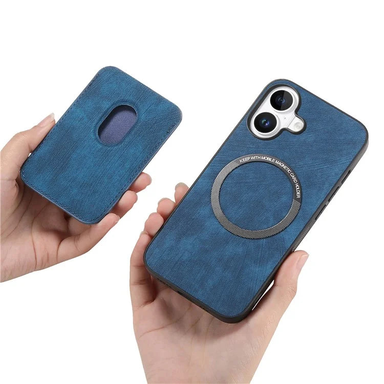 D12 For iPhone 16 Case Leather+TPU Retro Phone Cover with Detachable Card Slot