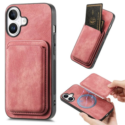 D12 For iPhone 16 Case Leather+TPU Retro Phone Cover with Detachable Card Slot