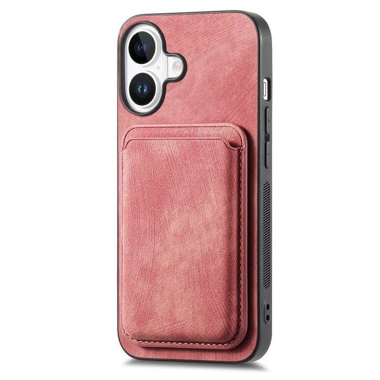 D12 For iPhone 16 Case Leather+TPU Retro Phone Cover with Detachable Card Slot