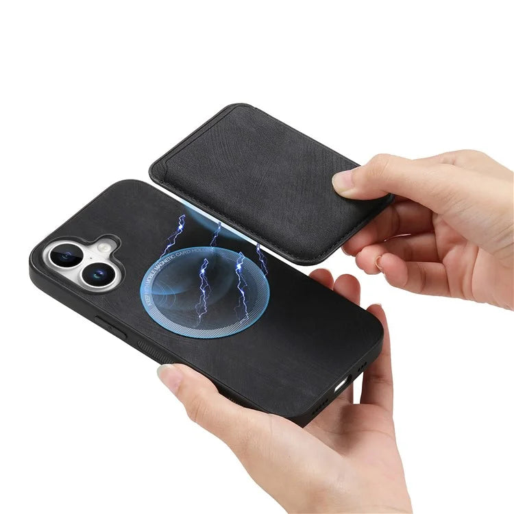 D12 For iPhone 16 Case Leather+TPU Retro Phone Cover with Detachable Card Slot