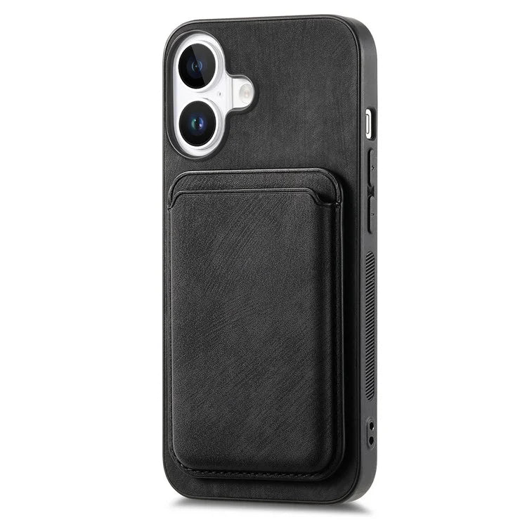 D12 For iPhone 16 Case Leather+TPU Retro Phone Cover with Detachable Card Slot